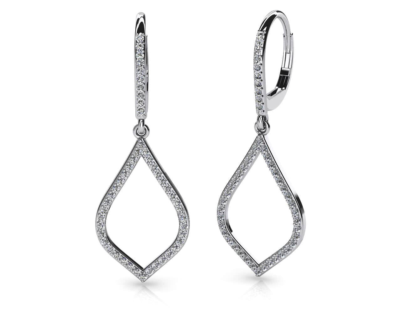 Open Leaf Diamond Drop Earrings Diamond with 0.67 ct.(finished) 1mm